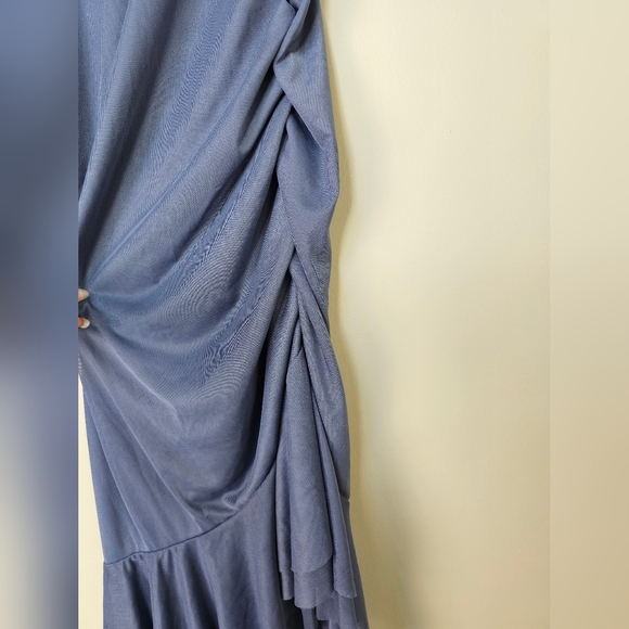 NWOT Wild Fable Women's Blue Sleveless Mesh Asymmetrical Ruffle Hem Dress, XS - Picture 5 of 10